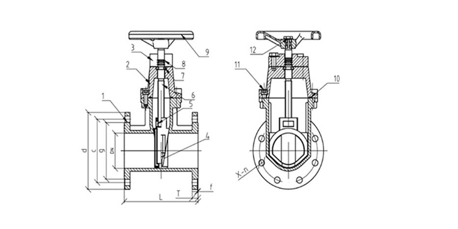 BS5163 Resilient Seated Gate Valve drawing