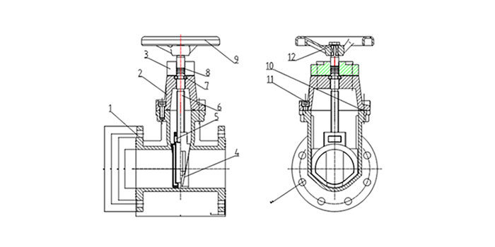DIN F4 NRS Resilient Seated Gate Valve drawing