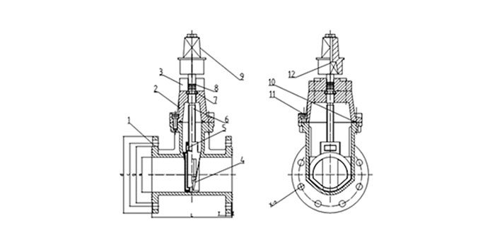 DIN F5 NRS Resilient Seat Gate Valve drawing