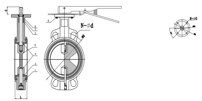 Double Stem Butterfly Valve with Iron Handle