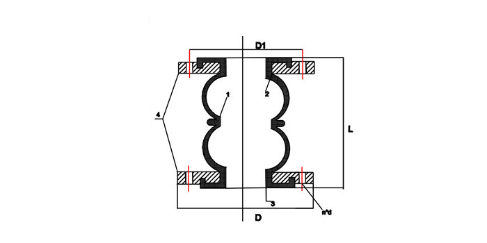 Dual Ball Rubber Joint drawing