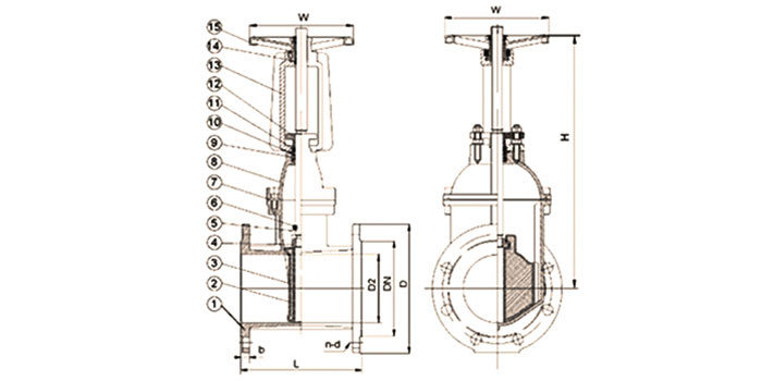 Rising Stem Gate Valve drawing