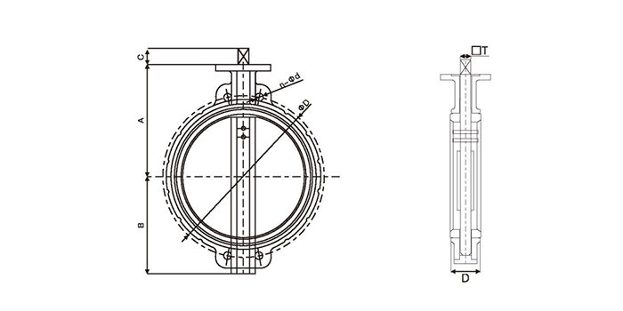 Stainless Steel Butterfly Valve Gear Operation drawing