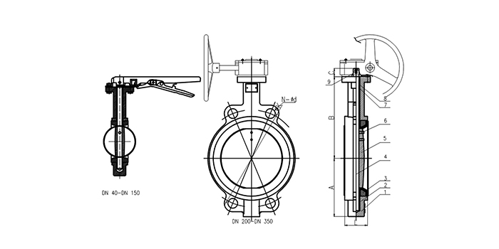 Ductile Iron With Pin Butterfly Valve drawing