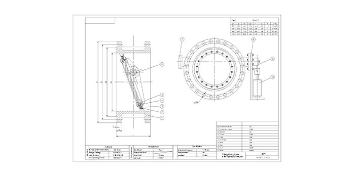 Tilting Check Valve With Hydraulic Damper drawing