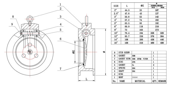 Tilting Disc Check Valve drawing